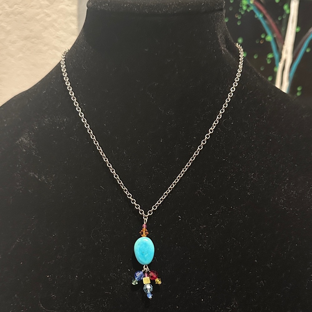Signed Emily Ray Necklace with Turquoise and Multicolor Accents